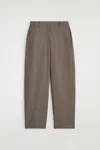 Cos Cropped Wool Barrel-leg Pants In Brown