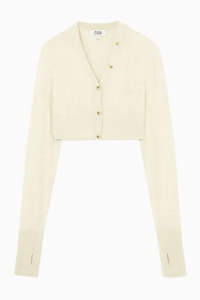 Cos Cropped Wool-blend Cardigan In Beige