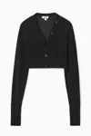 Cos Cropped Wool-blend Cardigan In Black