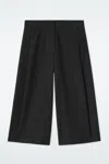 Cos Cropped Wool-blend Wide-leg Trousers In Black