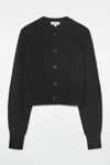 Cos Cropped Wool Cardigan In Black