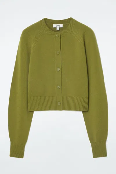 Cos Cropped Wool Cardigan In Green