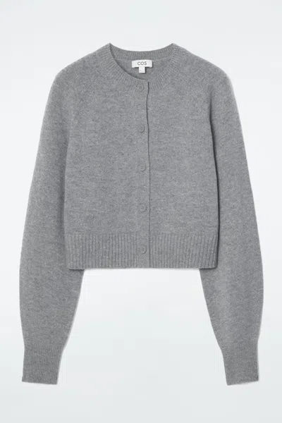 Cos Cropped Wool Cardigan In Grey