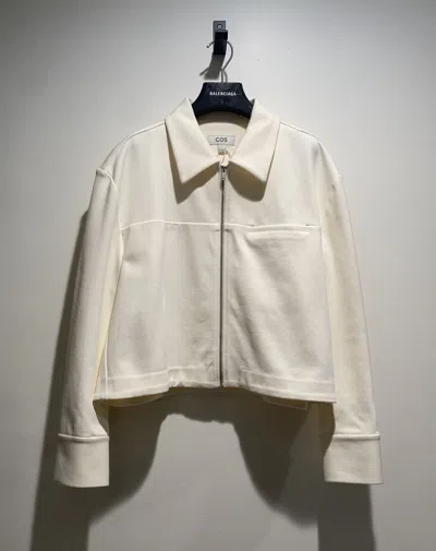 Pre-owned Cos Cropped Zip Blouson Jacket In White