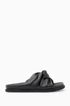 Cos Crossover Leather Slides In Black