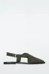 Cos Crossover Leather Slingback Sandals In Brown