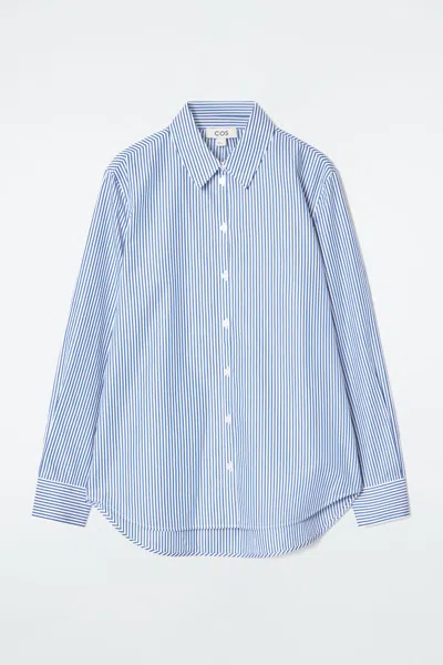 Cos Curved-hem Cotton Shirt In Turquoise