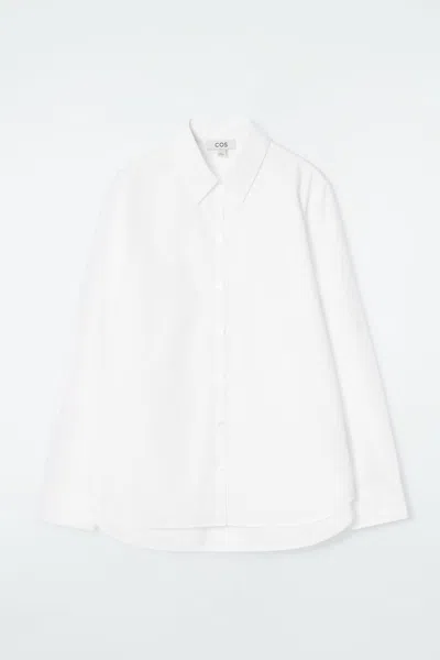 Cos Curved-hem Cotton Shirt In White