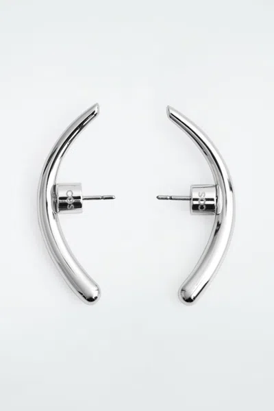 Cos Curved Stud Earrings In Silver