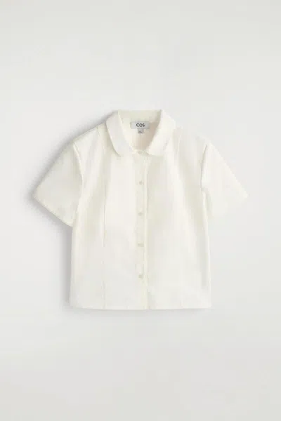 Cos Curved-collar Cotton Poplin Shirt In White
