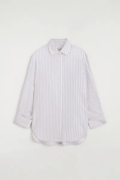 Cos Cutaway-collar Striped Cotton-blend Shirt In White