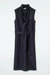 Cos Cutout Cowl-neck Midi Dress In Blue