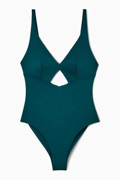 Cos Cutout Scuba Swimsuit In Turquoise