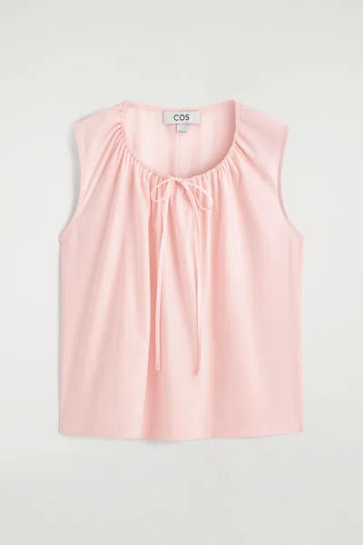 Cos Débardeur En Jersey À Col Froncé In Pink