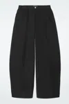 Cos Deconstructed Cotton Barrel-leg Trousers In Black