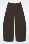 Cos Deconstructed Cotton Barrel-leg Trousers In Brown