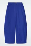 Cos Deconstructed Cotton Barrel-leg Trousers In Blue
