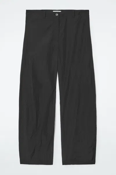 Cos Deconstructed Nylon Barrel-leg Pants In Black