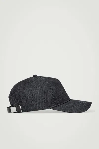 Cos Denim Baseball Cap In Blue