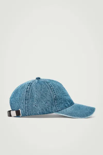 Cos Denim Baseball Cap In Blue