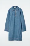 Cos Denim Half-zip Dress In Blue