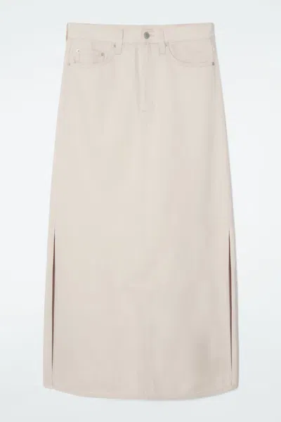 Cos Denim Maxi Skirt In Beige