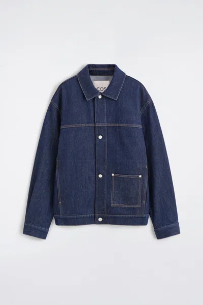 Cos Denim Shirt Jacket In Dark Blue