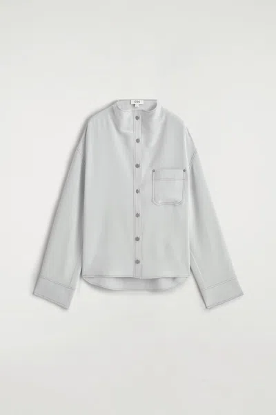 Cos Camicia Con Collo A Imbuto In Seta Effetto Denim In Gray