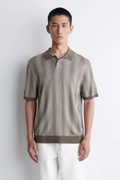 Cos Diffused-stripe Knitted Polo Shirt In Brown