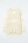 Cos Distressed Striped Knitted Jumper In Beige