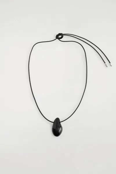 Cos Domed Glass Pendant Necklace In Black
