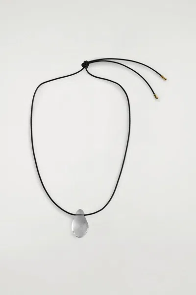 Cos Domed Glass Pendant Necklace In White