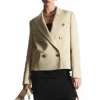 Cos Double Breasted Cropped Blazer In Beige In Neutral