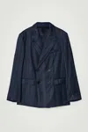 Cos Double-breasted Jacquard Blazer In Blue