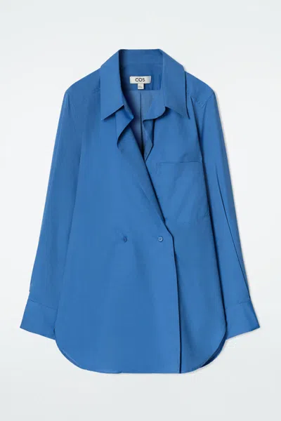 Cos Double-breasted Shirt In Blue
