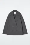 Cos Double-breasted Wool-blend Jacket In Grey