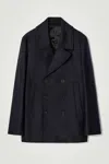 Cos Double-breasted Wool Pea Coat In Blue
