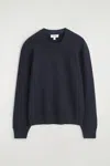 Cos Double-faced Bomber-neck Knitted Sweater In Blue