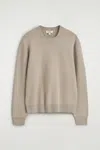 Cos Double-faced Bomber-neck Knitted Sweater In Sand