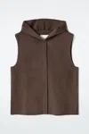 Cos Double-faced Hybrid Hooded Gilet In Brown