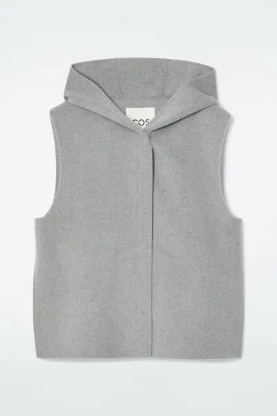 Cos Double-faced Hybrid Hooded Vest In Grey