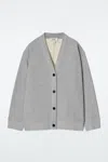 Cos Double-faced Jersey V-neck Cardigan In Grey