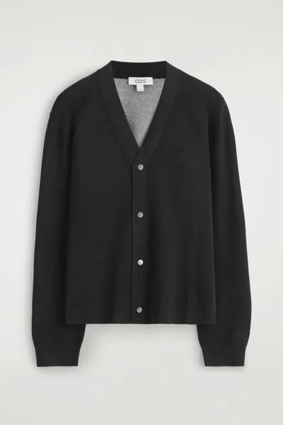 Cos Double-faced Knitted Cardigan In Black