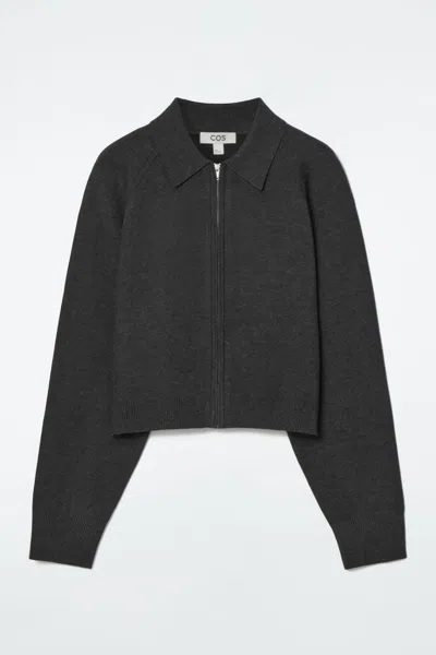 Cos Double-faced Knitted Jacket In Grey