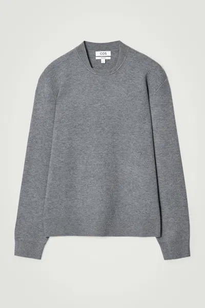 Cos Double-faced Knitted Jumper In Grey