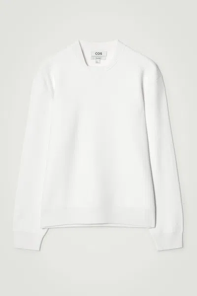 Cos Double-faced Knitted Jumper In White