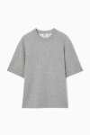 Cos Double-faced Knitted T-shirt In Grey