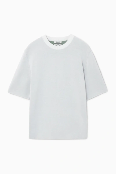 Cos Double-faced Knitted T-shirt In White
