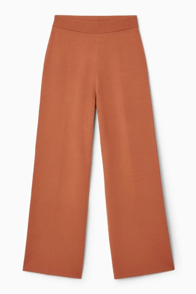 Cos Double-faced Knitted Pants In Orange