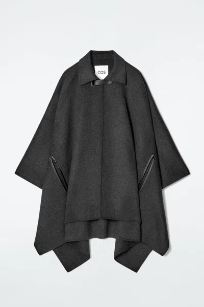 Cos Double-faced Merino Wool Cape In Black